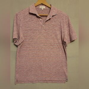 Peter Millar Mens Polo Pink and Gray Stripes. Size S